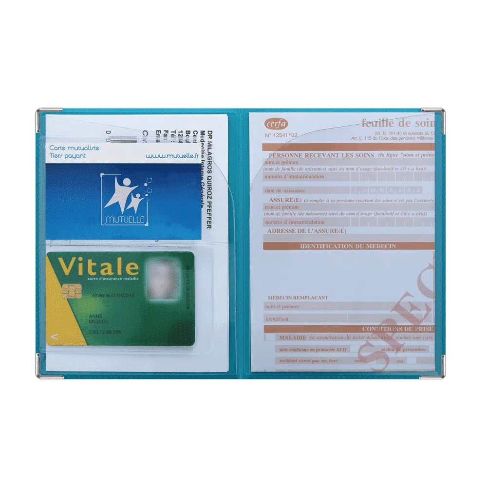 dossier santé ordonnances carte vitale carte mutuelle Color pop fabrication française