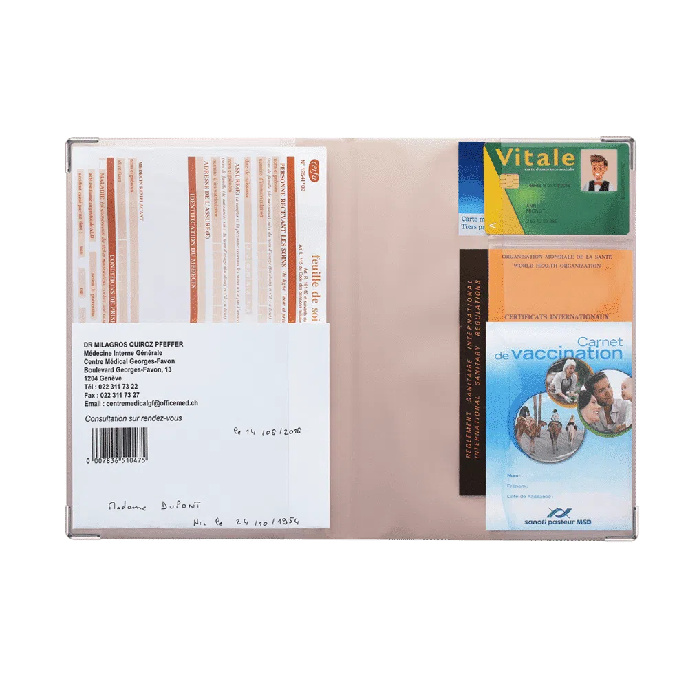 dossier santé ordonnances carte vitale carte mutuelle Color pop fabrication française