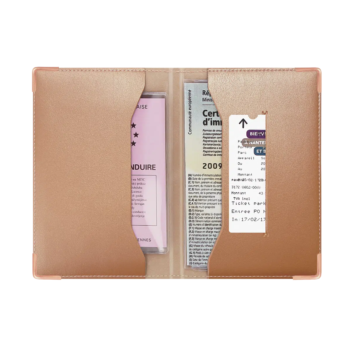 Porte papiers voiture étui carte grise étui permis de conduire Color pop petite maroquinerie made in France fabrication française