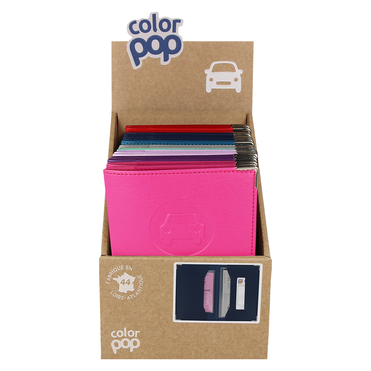 porte-papiers voiture étui carte grise permis de conduire Color pop fabrication française