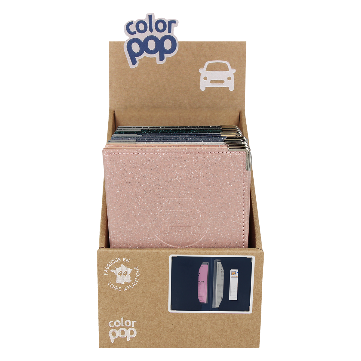 porte-papiers voiture étui carte grise permis de conduire Color pop fabrication française