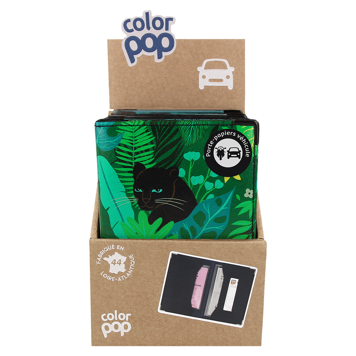 porte-papiers voiture étui carte grise permis de conduire Color pop fabrication française
