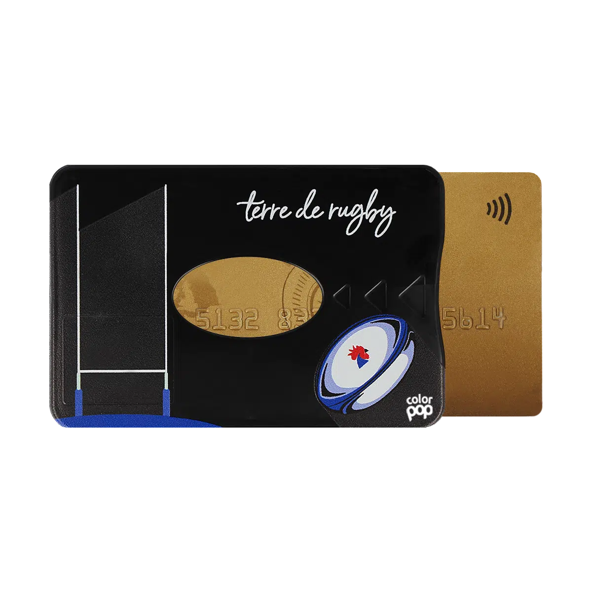 motif rugby noir, carte bancaire, carte de crédit, carte anti-rfid, carte anti-piratage, protège carte bancaire, étui pour carte bancaire ou carte de crédit