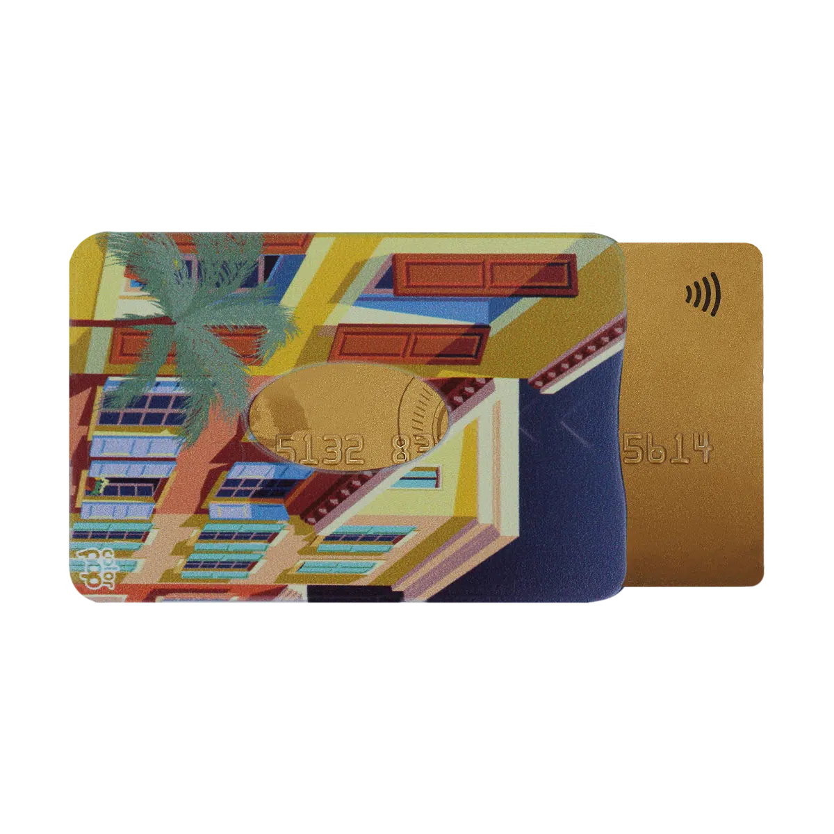 motif village, carte bancaire, carte de crédit, carte anti-rfid, carte anti-piratage, protège carte bancaire, étui pour carte bancaire ou carte de crédit