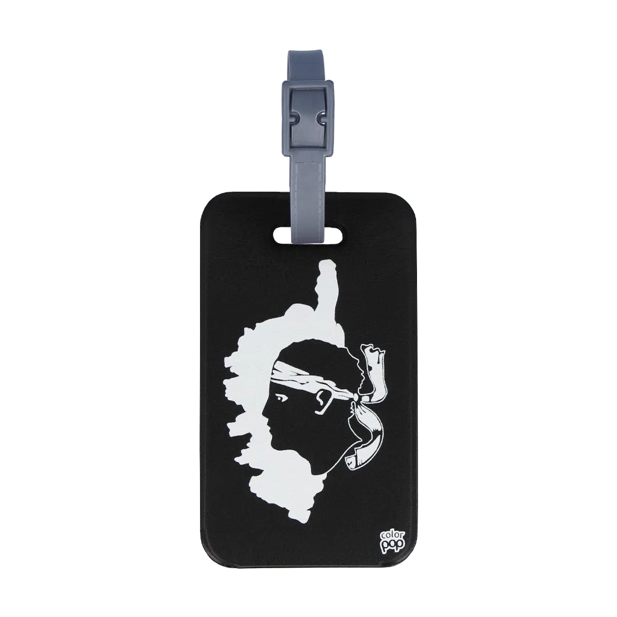 étiquette bagage, étiquette sac, étiquette cartable, étiquette corse motif tête de maure, étiquette bagage avec formulaire